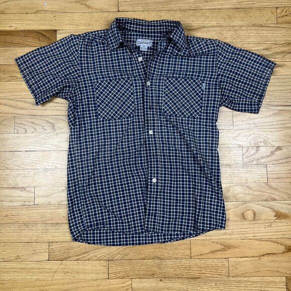 Carhartt Button Up Mens Medium Blue Plaid Long Sleeve Collared Workwear Flannel - Picture 1 of 4